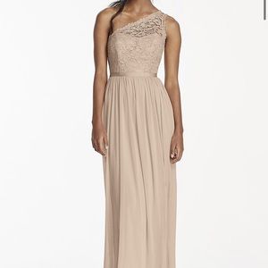 David’s Bridal One Shoulder Corded Lace Mesh Gown